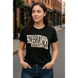 Bella + Canvas Nebraska Graphic Tee – Black – Size M – 100% Cotton